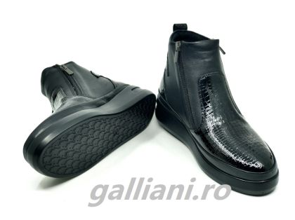 Ghete negre dama-casual-piele naturala integral-galliani.ro-dg scv 1430 negru lac