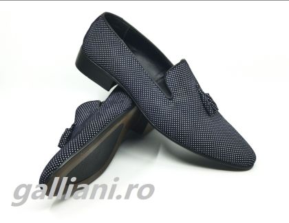 Pantofi eleganti barbati-fabricat in Romania din piele naturala integral-be mih ciuc pepit navy