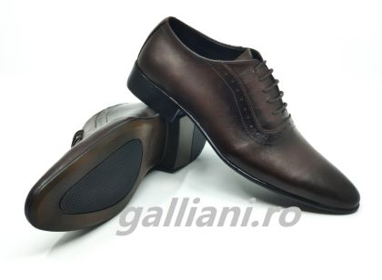 Pantofi maro eleganti-barbati-piele naturala-fabricat in Romania-be mih s4 perf maro