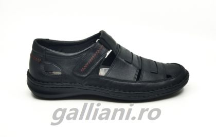 Pantofi negri pentru vara-stil sandale-casual barbati-fabricat in Romania din piele naturala-bc scv 280 black