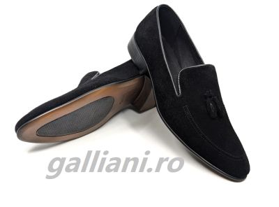 Pantofi eleganti cu ciucuri-barbati-piele naturala intoarsa-fabricat in Romania-be mih ciuc sp