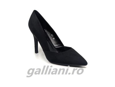 Pantofi negri eleganti dama-cu toc de 10 cm-pantofi din material stil catifea-de m37 black