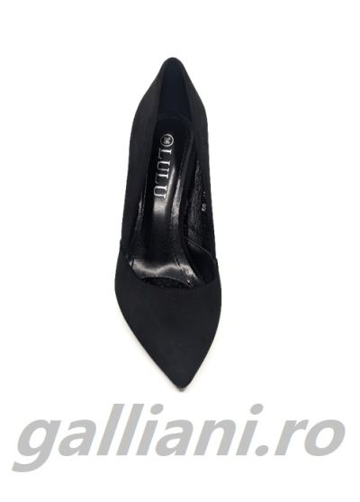 Pantofi negri eleganti dama-cu toc de 10 cm-pantofi din material stil catifea-de m37 black