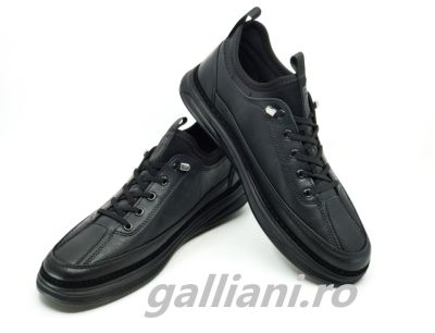 Pantofi casual negri cu talpa cusuta-barbati-bc-anf-el