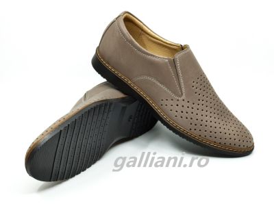 Pantofi casual cream-Barbati-din piele naturala perforata-fabricat in Romania